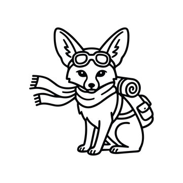 Cute Fennec Fox Explorer with Backpack and Scarf, Adventure Animal Illustration