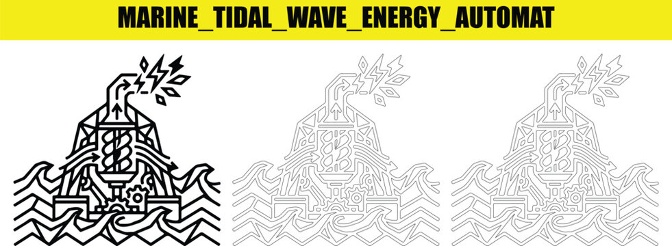 Marine tidal wave energy automat power generator.