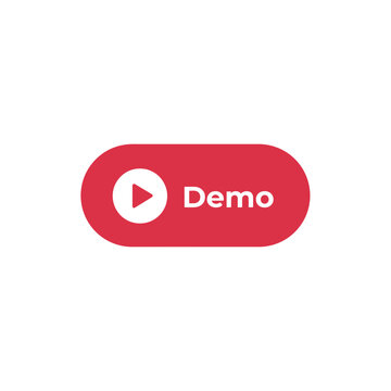 Play button with demo text flat icon on white background