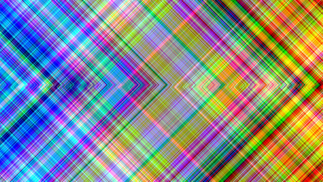 Multicolored plaid chevron pattern with diagonal intersecting lines