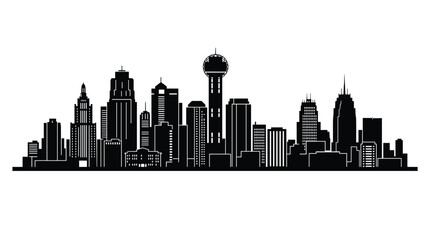 Obraz premium Minimalist black city skyline silhouette vector illustration on plain white background