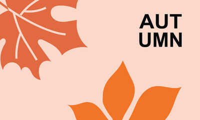 Fototapeta premium Autumn Background with Orange Leaves – Minimal Seasonal Botanical Vector Banner Template