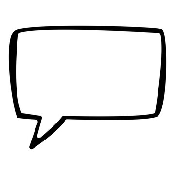 Rectangle outline speech bubble vector with clean comic style design.