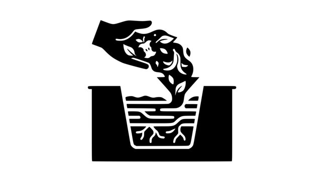 Hand Pouring Organic Waste into a Soil Compost Pit for Sustainable Gardening and Natural Decomposition Process