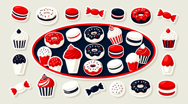 Sweet Treats Assortment: Donuts, Cupcakes, Macarons & Candies