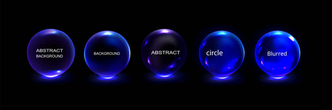 Abstract circle shapes with gradient isolated on black background. Vector set. Fluid vivid gradients for banners. Modern trendy design. Liquid shape. Colorful bright neon template.