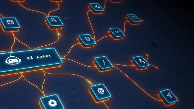 AI Agent Orchestrating Intelligent Workflow Automation Across Connected Business Applications Motion Graphics