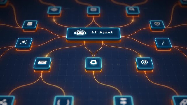AI Agent Orchestrating Intelligent Workflow Automation Across Connected Business Applications Motion Graphics