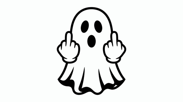Simple ghost character making offensive hand gestures with both hands.
