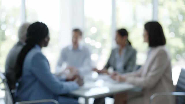 Diverse group of professionals engaged in a collaborative meeting around a table, fostering teamwork and communication
