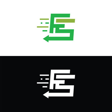 Letter fs monogram logo fast movement arrow dynamic tech design