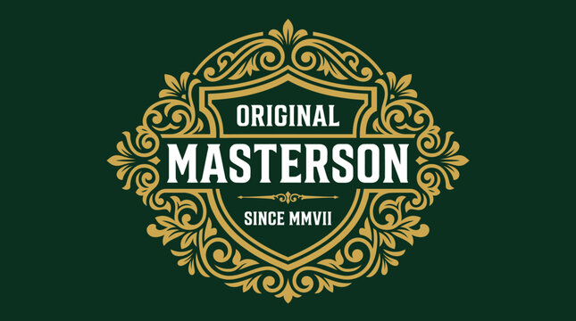 Ornate vintage badge with original masterson branding.