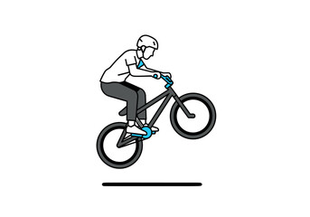 Obraz premium Young man performing a bicycle wheelie trick on a BMX bike.