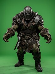 Fototapeta premium In battle stance against a green screen background