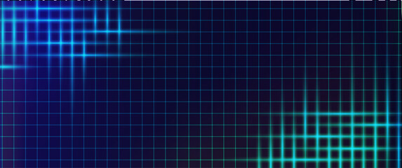 Abstract cyber blue FUI grid featuring digital network lines, square mesh, scan effect and holographic interface. Modern technology background for futuristic displays, games, dashboards and sci-fi gra © Elena