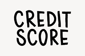 Credit score word, doodle typography, black & white design © Rawpixel.com