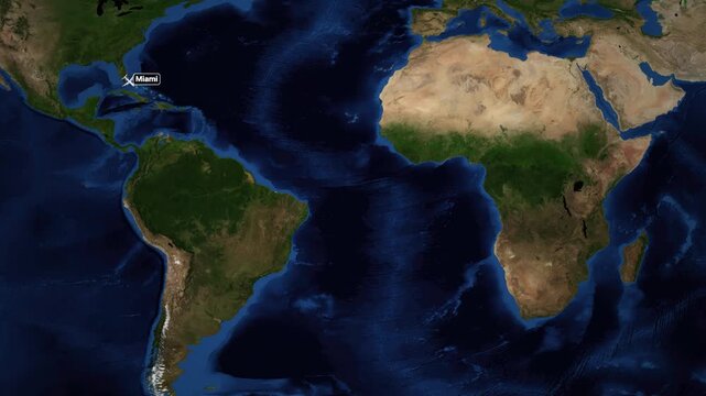 Animated Flight Route Map from Miami to Cape Town South Africa