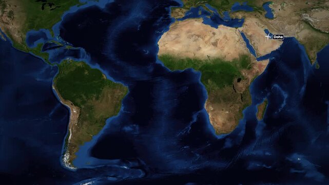 Animated Flight Map Showing Airplane Route from Doha to Lima