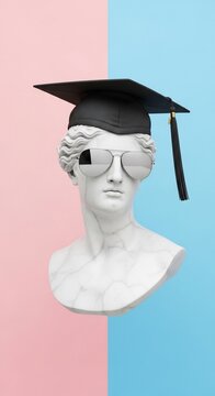 Sculpted Scholar: Modern Muse in Gradient Hues