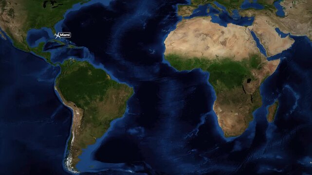 Animated Flight Route Map from Miami Florida to Nairobi Kenya