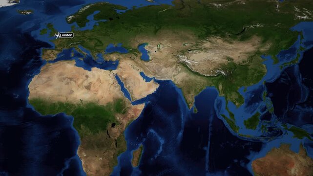 Animated Flight Route Map Tracking a Plane from London to Beijing