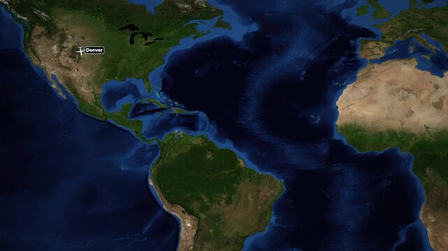 Animated Travel Route Map from Denver Colorado to Lima Peru