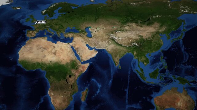 Animated Flight Route Map from London to Manila Across the Globe