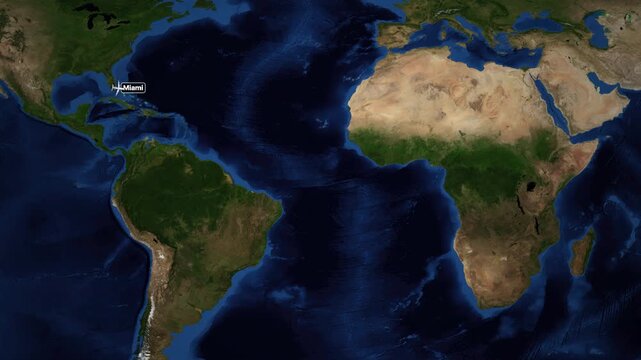 Animated Flight Route Map from Miami Florida to Cairo Egypt
