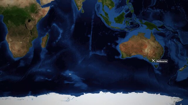 Animated Flight Map Showing Airplane Route from Melbourne to Nairobi