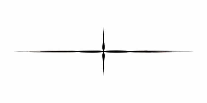 Horizontal line with central intersection black silhouette on white background