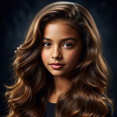 Naklejka premium Radiant youthful gaze captured in hyperrealistic digital portraiture.