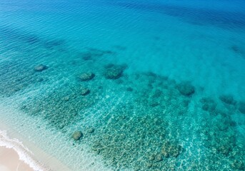 Fototapeta premium Crystal Clear Waters Reveal Coral Gardens Below.