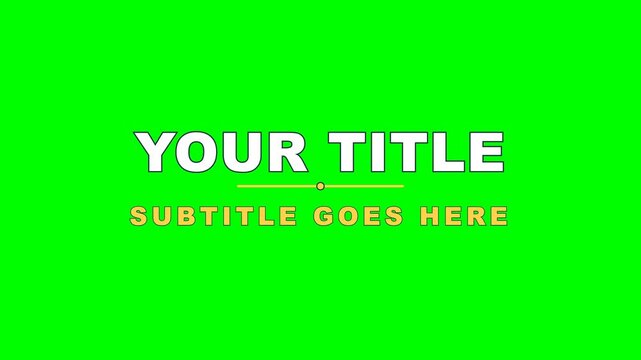4K green screen TITLE CARD - a centred main title and subtitle reveal with a divider, evergreen motion graphics broadcast overlay for video editors, chroma key
