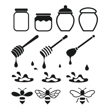Honey Jar SVG Bundle | Honey Pot, Honey Dipper, Bee & Dripping Honey SVG Cut Files for Cricut, Silhouette, Laser Engraving, PNG, DXF, EPS