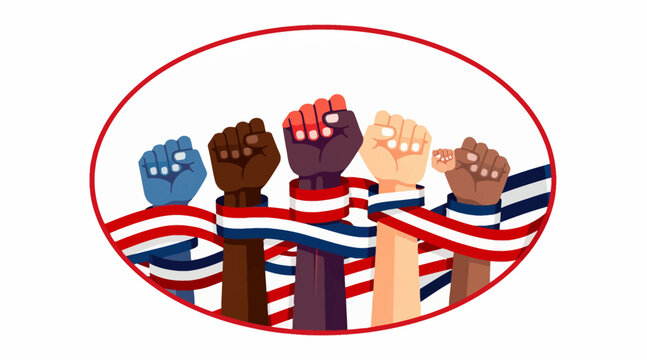 unity fists with american flag ribbon