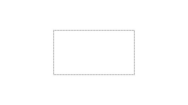 A simple dark grey dotted rectangle outline centered on a solid white background representing a selection tool or a placeholder frame for digital