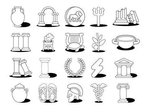 Ancient Greek Culture and Mythology Elements Collection Illustration