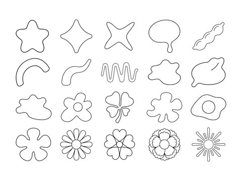 Abstract Organic Shapes and Floral Elements Collection Illustration
