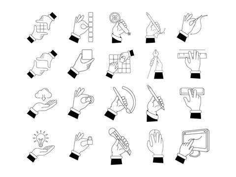 Hand Gestures and Human Actions Collection Illustration