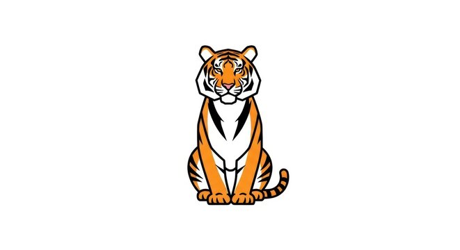 Tiger Cartoon Illustration Sitting Down.