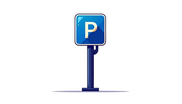 Blue PowerPoint presentation icon on white background.