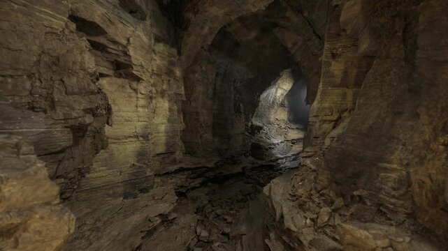 Fieldwork ready passage for geologist study with exposed strata, layered rock faces and clear bedding planes, ideal for research imagery and educational content