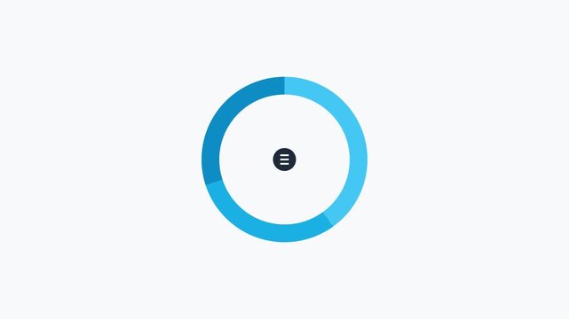 Minimalist Blue Circular Progress Bar Loading Animation with List Menu Icon on White Background