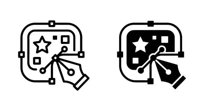Vector Design Tools, Graphic Editing Icons, Digital Art Creation, Software Interface Elements