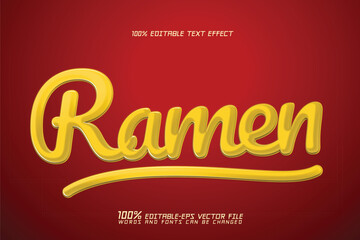Fototapeta premium Ramen Yellow Retro Text Effect Vector