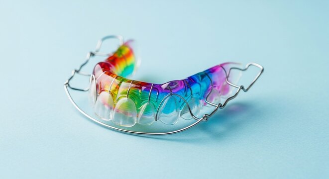 Vibrant Rainbow Retainer: A Whimsical Dental Accessory