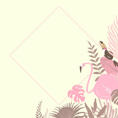Pink tropical diamond shape frame, cream design © Rawpixel.com