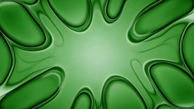 Abstract Glossy Green Fluid Animation Morphing Gel Background