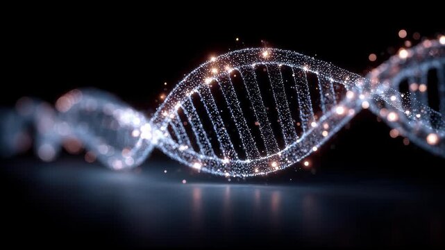 Ultra Realistic Longevity Glow Bridge Seamless Loop Featuring Glowing DNA Connectivity and Biological Signal Propagation for Enterprise AI Biotechnology Background Video.