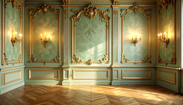 French Rococo boudoir interior look detailed and full of authentic historical reconstruction warm elegant photography generative AI